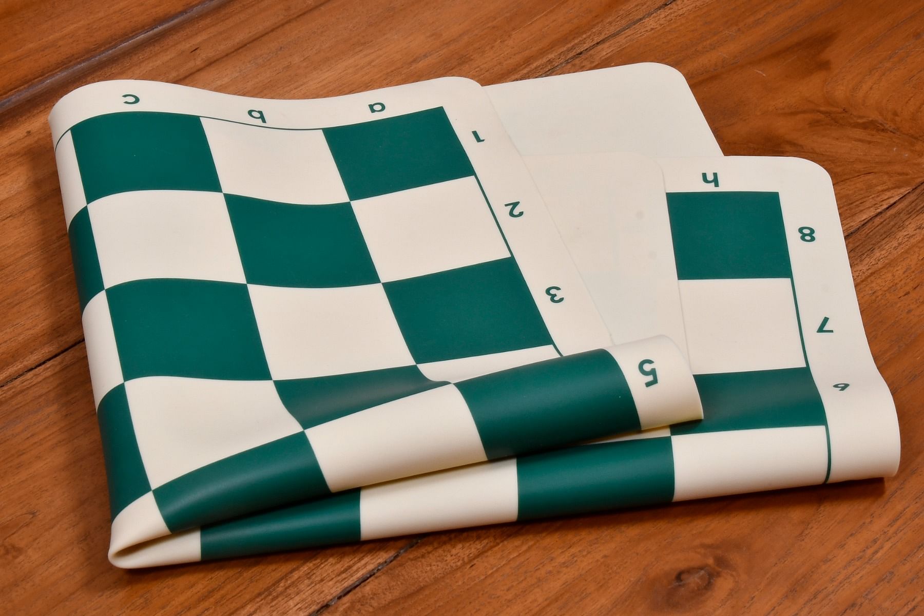 Silicone Unique Flexible Roll-up Chess Board with Algebraic Notation in Dark Green & Off-White Color 20