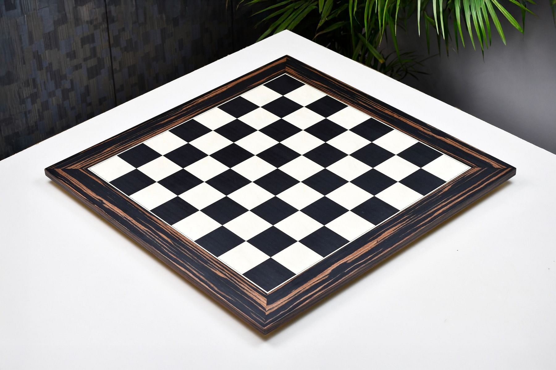 Wooden Deluxe Black Dyed Poplar & White Erable with Matte Finish Chess Board 22