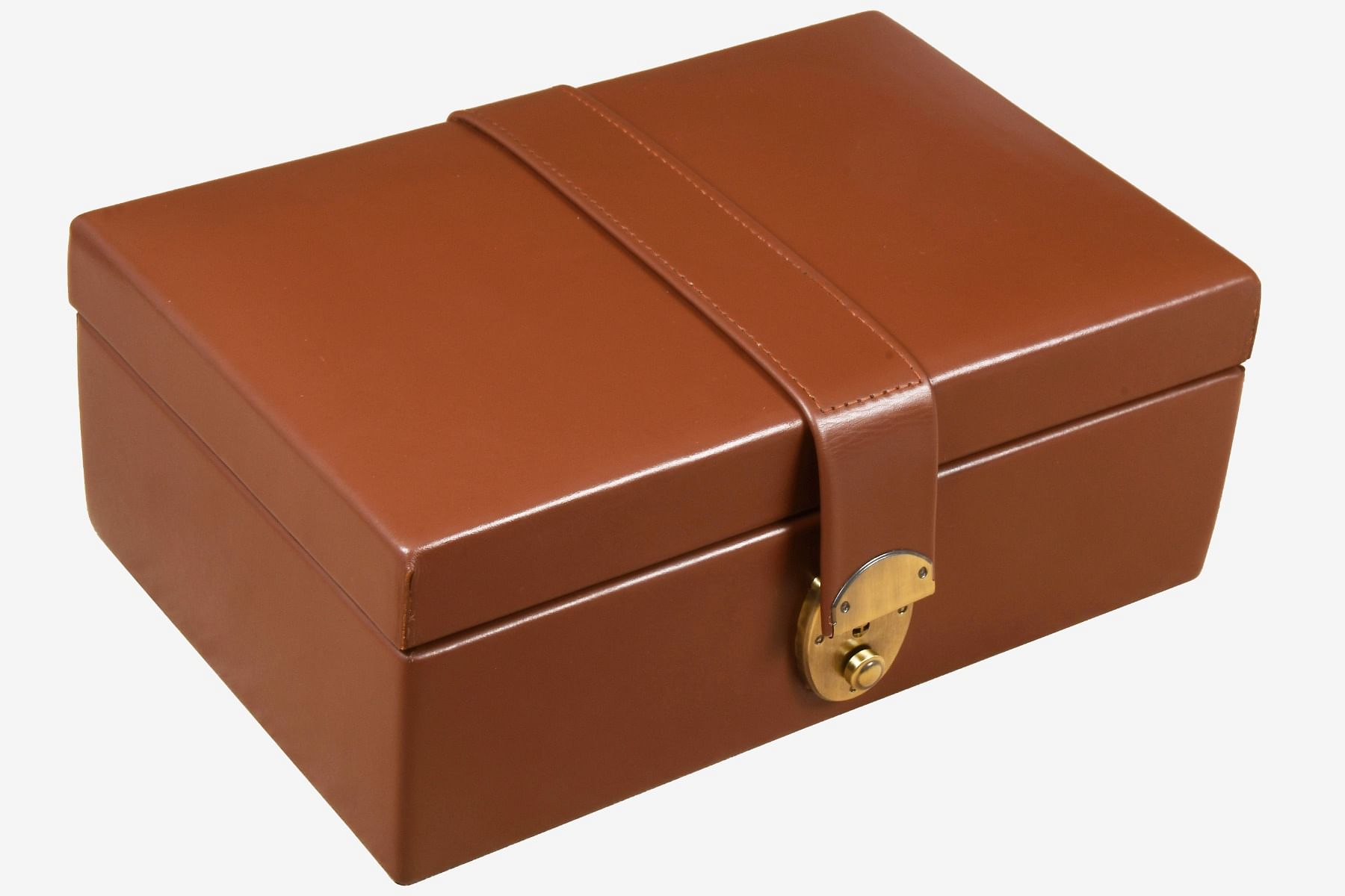 Genuine Leather Brown Color Storage Box for 3