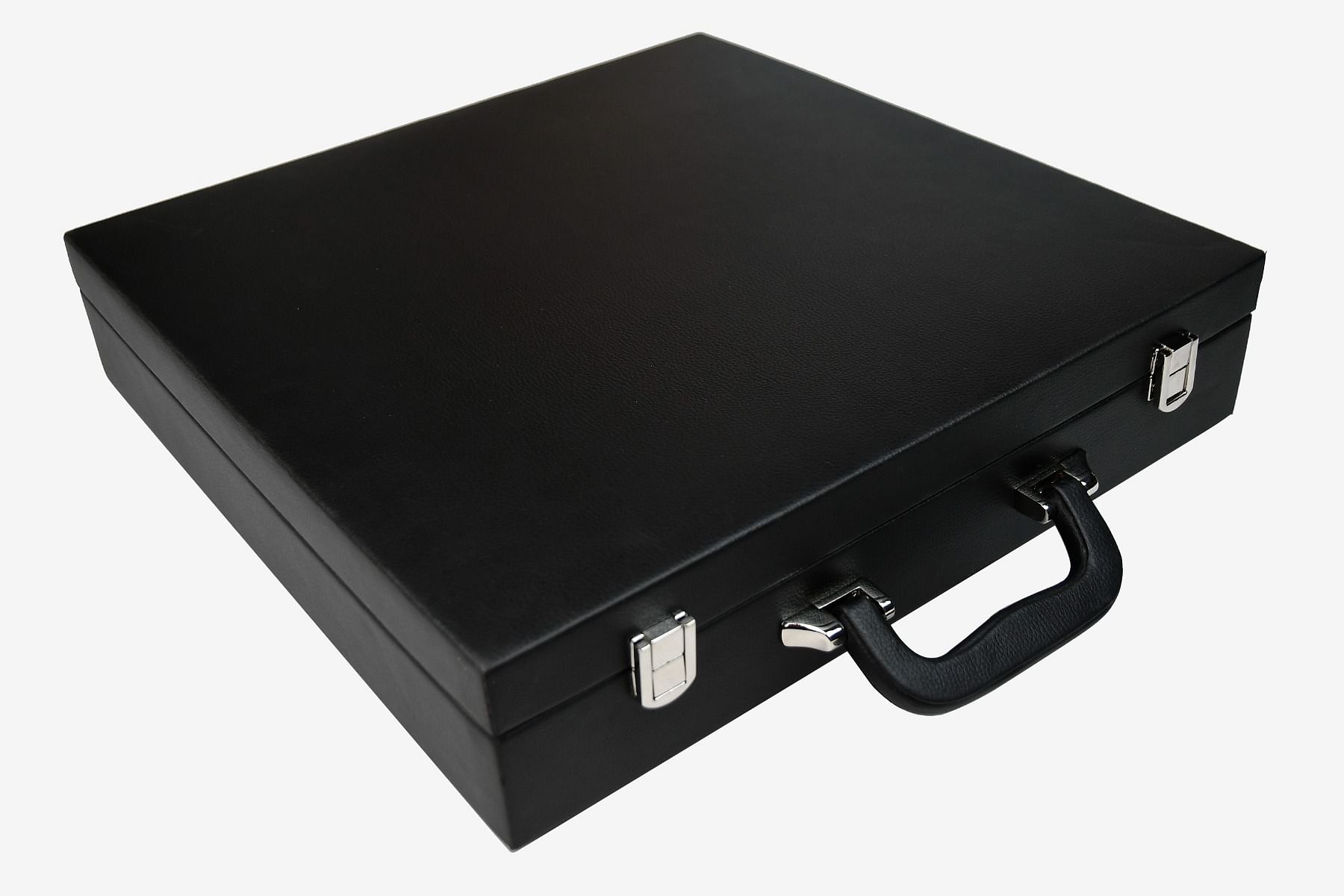 Black Leatherette Chess Set Storage Box Coffer for up to 15