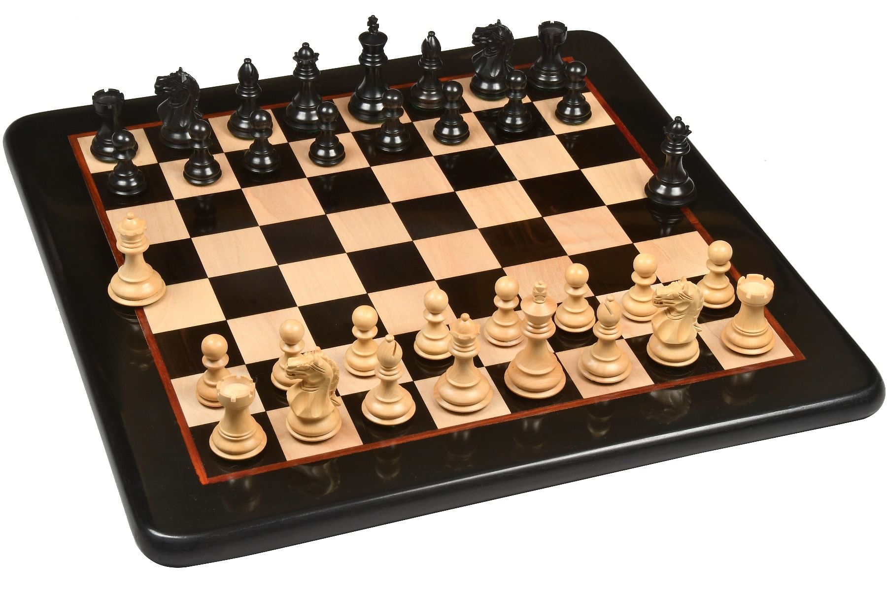 Combo of Fierce Knight Staunton Series Wooden Chess Pieces In Ebony & Box Wood - 3.0