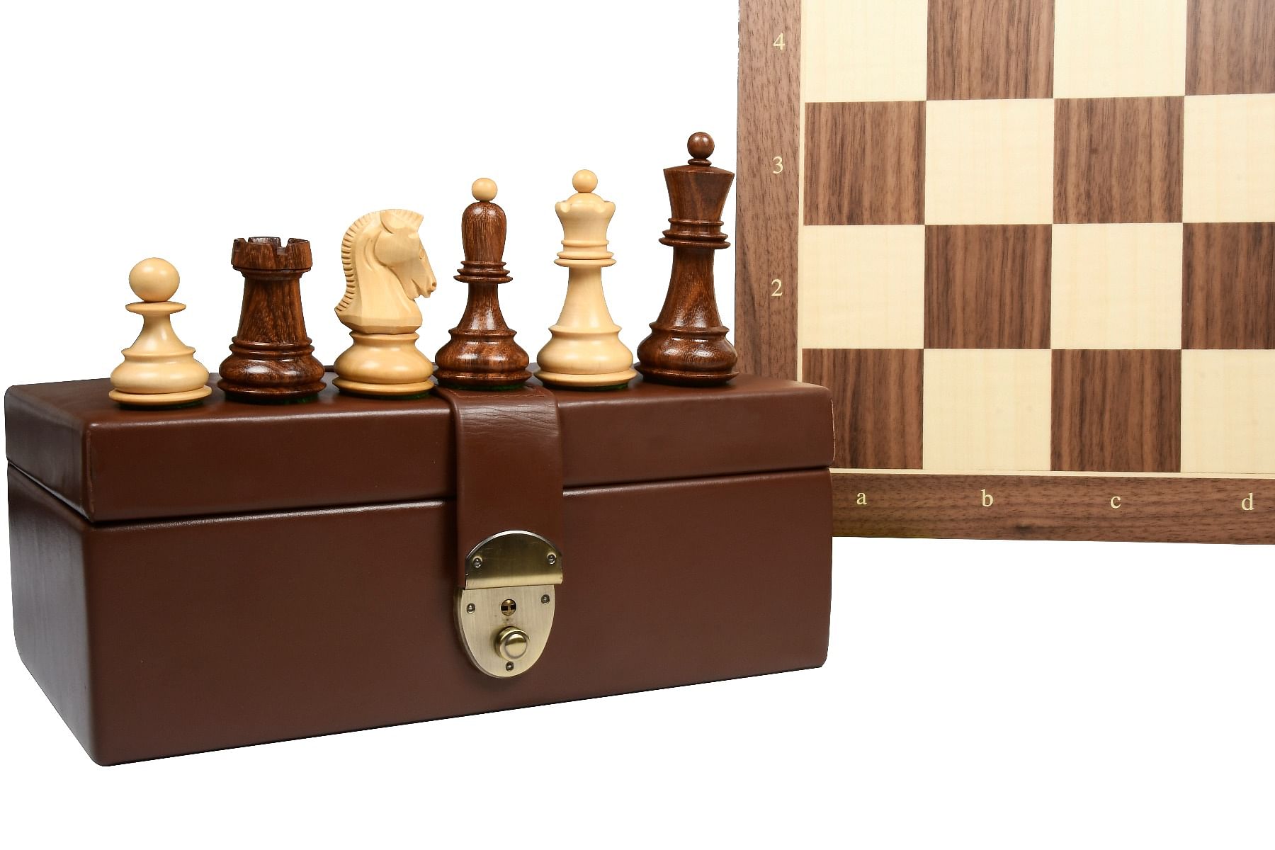 Combo of 1950 Reproduced Dubrovnik Bobby Fischer Chessmen Version 3.0 in Sheesham/Box Wood - 3.7
