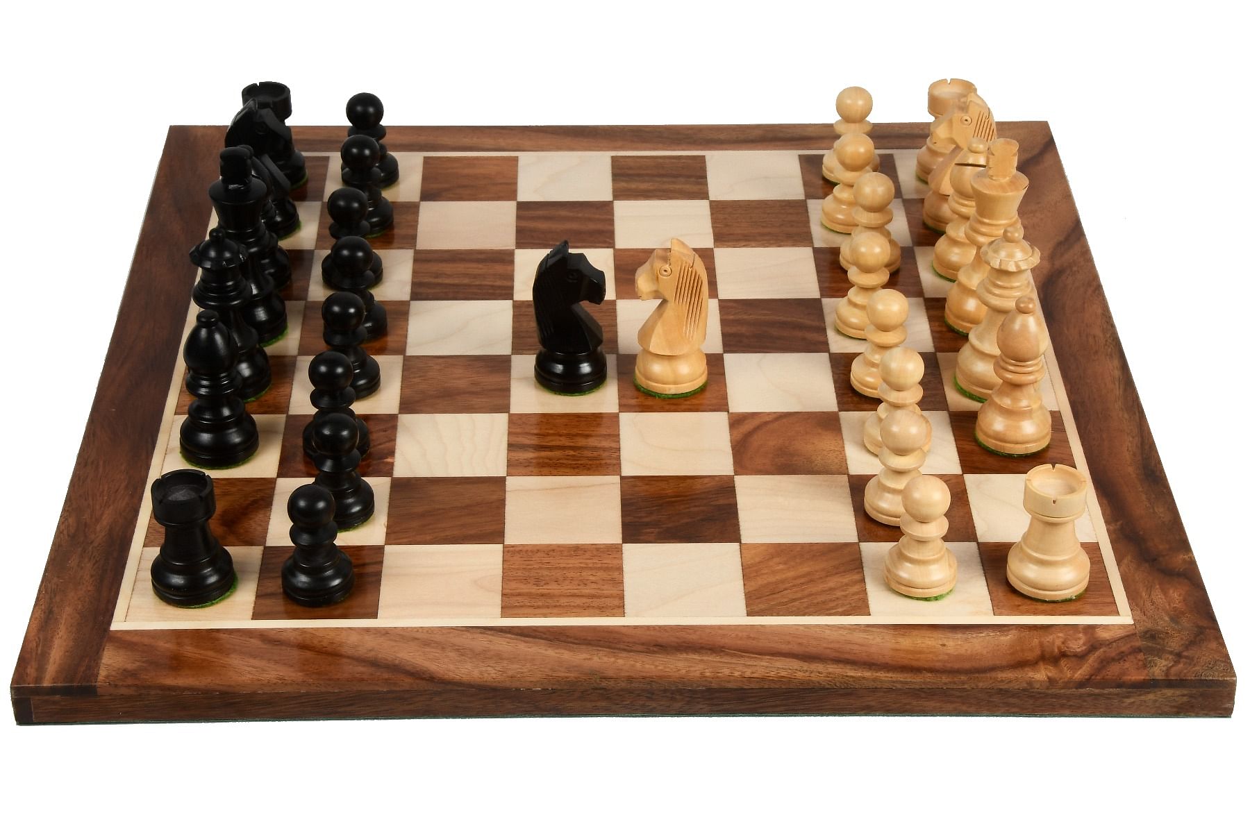 Combo of Tournament Series Staunton Wooden Chessmen with German Knight in Ebonized Boxwood & Box Wood - 3