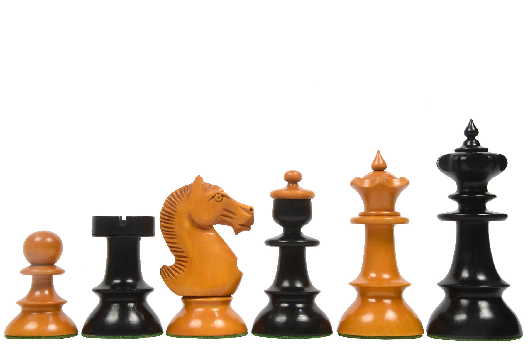 Reproduced Vintage Series Original Austrian Coffee House Old Vienna Chess Pieces in Ebonized and Antique Boxwood V2.0- 3.75