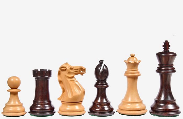 The Honour of Staunton (HOS) Series Weighted Chess Pieces in Rosewood & Natural Boxwood - 4.0" King