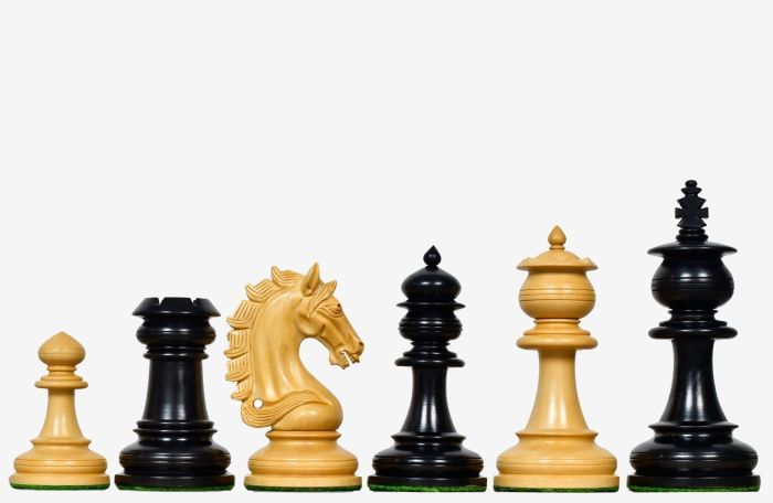 The Artisan Knight Handcrafted Luxury Wooden Chess Pieces In Ebony Wood & Natural Boxwood - 4.4" King