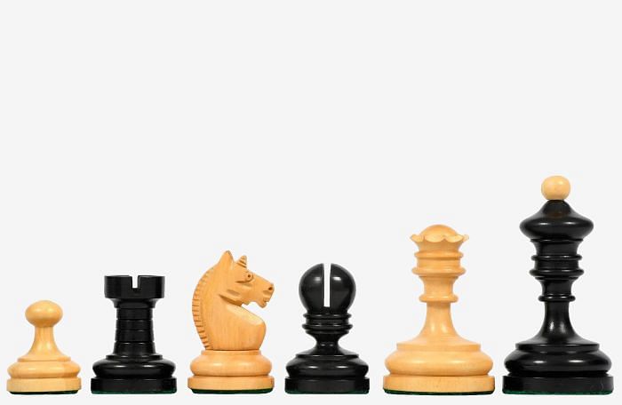 Reproduced Vintage 1930 Knubbel Analysis Chess Pieces in Ebonized and Natural Boxwood - 3" King 