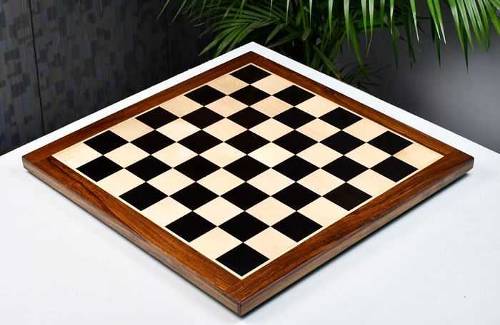 Solid Wooden Indian Chess Board in Genuine Ebony Wood & Maple Wood with Sheesham Wood Border 19" - 50 mm Square