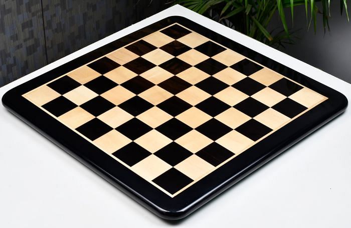 Solid Wooden Heavy Indian Handmade Chess Board in Genuine Ebony & Maple 23" - 60 mm By Chessbazaar
