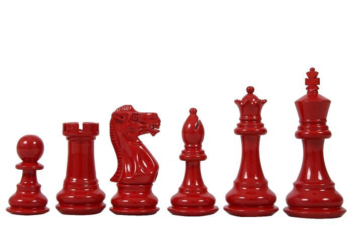 Slightly Imperfect Staunton Wooden Chess Pieces Painted in Red and White Color - 3.0" King