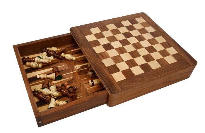 Affordable Travel Magnetic Chess Set – Sheesham & Box Wood, Dice & Stones | Compact & Durable