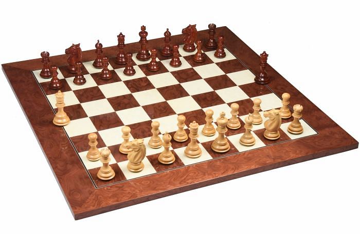 Meghdoot Staunton Chess Pieces in Bud Rose & Boxwood - 3.14" King with Board