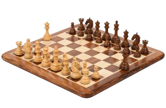 Combo The New Columbian Staunton Series Chess Pieces in Sheesham & Box wood - 3.8" King with Chess Boards