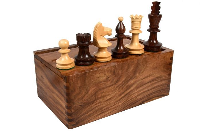 Romanian-Hungarian National Chess Set in Indian Rosewood -3.8” King & Box