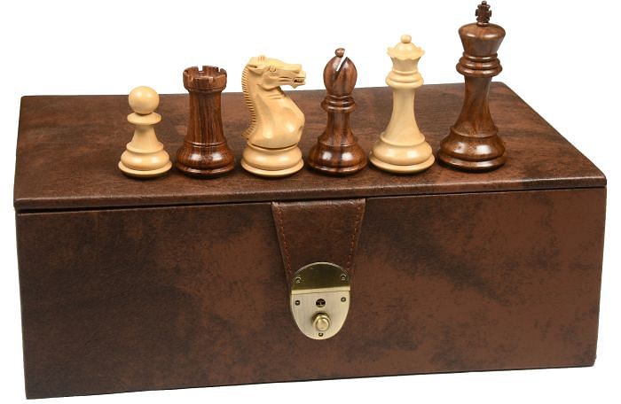 The Honour of Staunton Series Pieces in Sheesham/Boxwood - 4.0" King with Box