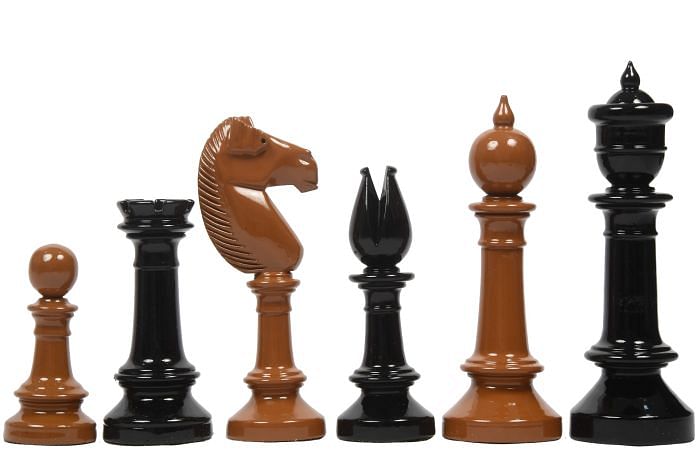 Slightly Imperfect Chess Pieces in Painted Black and Painted Brown Wood - 3.8" King 