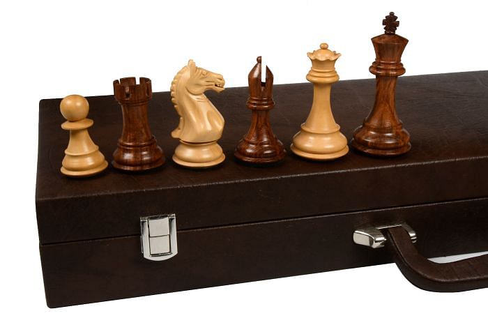 The Fierce Knight Chess Pieces in Sheesham / Boxwood - 4.0" King with Box