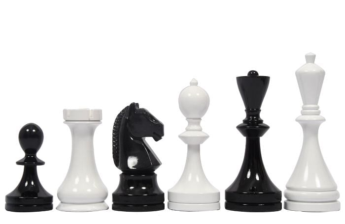 Slightly Imperfect Chess Pieces in Black Painted & White Painted Boxwood- 3.9" King