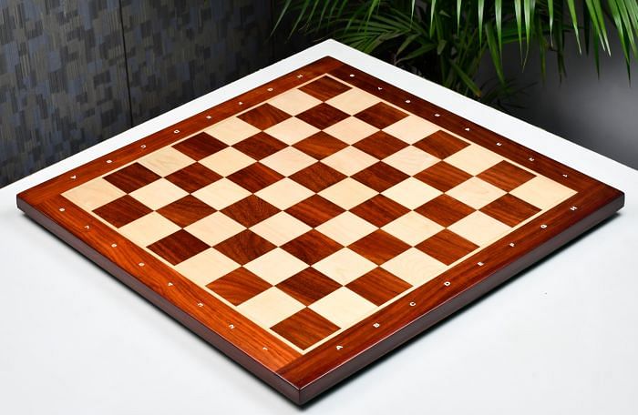 Wooden Chess Board with Notation Blood Red Bud Rose Wood 23" - 60 mm