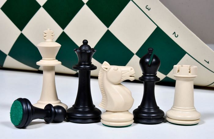 Pieces View Of Tournament Plastic Chess Set (34 Pieces) Heavily Weighted with Extra Queens - 3.75" King