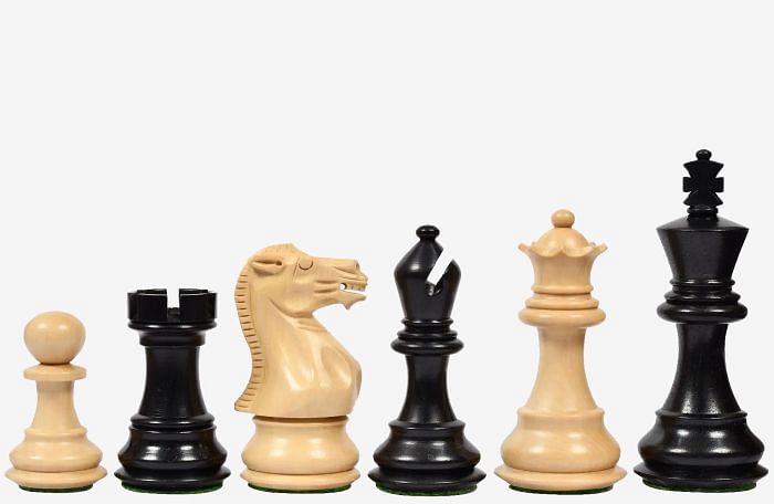 The Classic 101 Staunton Series Club Size Wooden Chess Pieces In Ebony Wood & Boxwood - 3.0" King