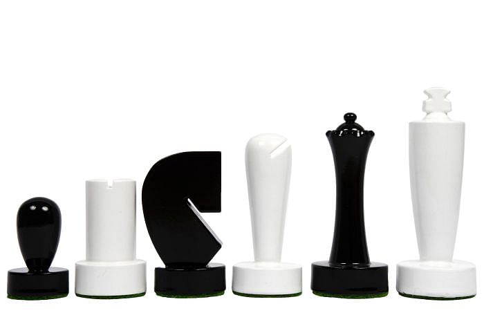 Berliner Series Modern Minimalist Chess Pieces in Black and White Painted Box Wood - 3.7" King