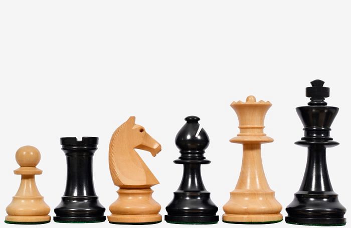 Reproduced 90s French Chavet Championship Tournament Chess Pieces V2.0 in Ebonized / Box Wood - 3.6" King