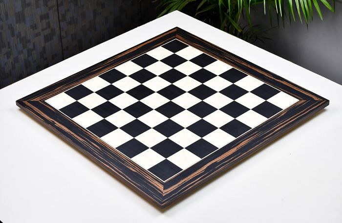 Wooden Deluxe Black Dyed Poplar & White Erable with Matte Finish Chess Board 24" - 60 mm By Chessbazaar
