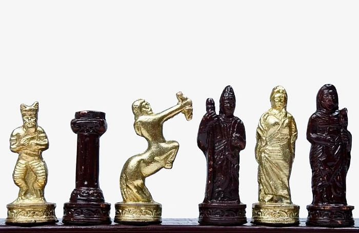 Solid Brass Chess Pieces With Collectible Premium Chess Board in Shiny Brown & Gold Color