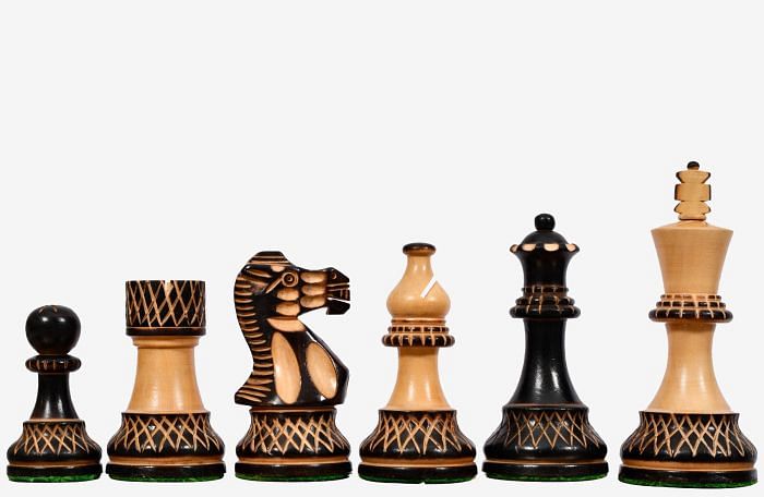The Burnt Blazed Series Handcarved Chess Pieces in Burnt Box Wood - 3.8" King