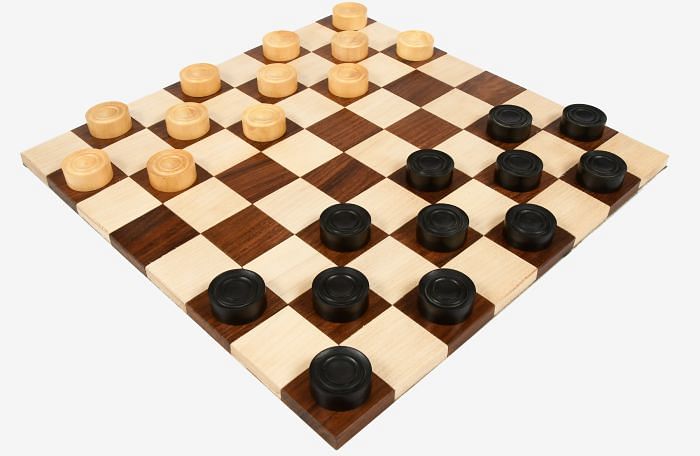 Wooden Checkers / Draught  Set in Stained Dyed Boxwood & Natural Box wood - 30mm