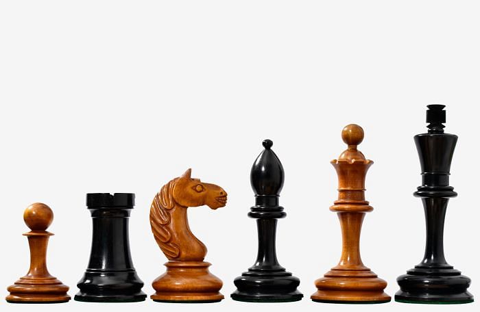 Antonio Fabiano 1933 Soviet Era Botvinnik Style Weighted Chess Pieces in Ebony & Antique 3.8 Inch King 
