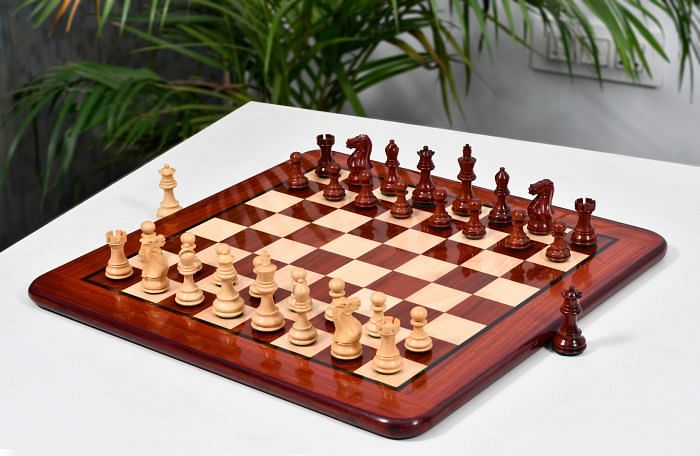 Combo The Classic 101 Staunton Series Club Size Weighted Chess Pieces in BudRosewood & BoxWood - 3.0" King with Board