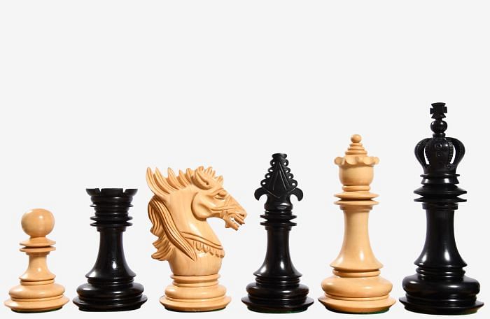 The Dragon Knight Series Wooden Chess Pieces Carved in Ebony / Boxwood  - 4.7" King