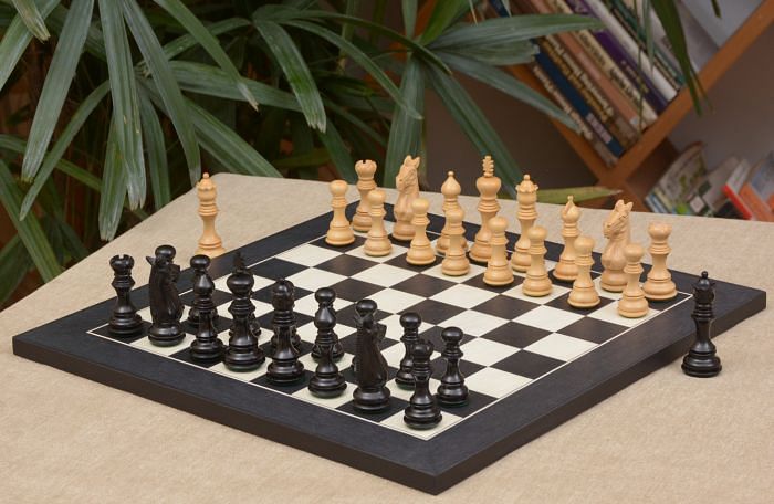 Combo of Meghdoot Series Chess Pieces & Black Anigre Maple Chessboard - 3.2" King