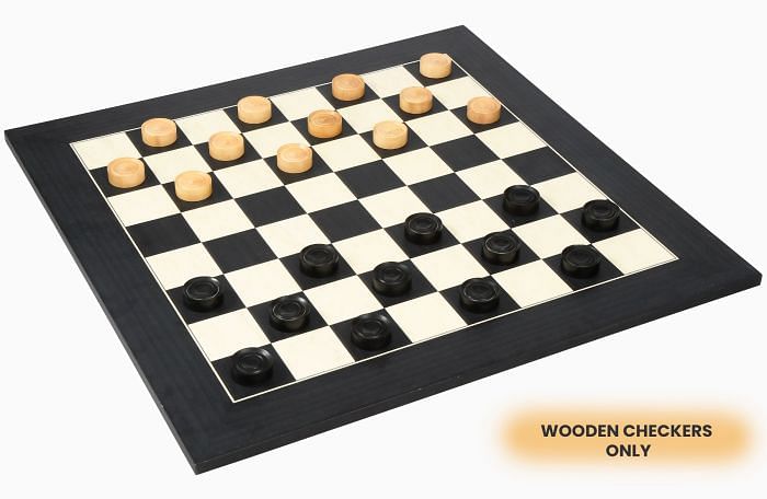 Wooden Checkers / Draught Set in Stained Dyed Boxwood & Natural Box wood - 35mm