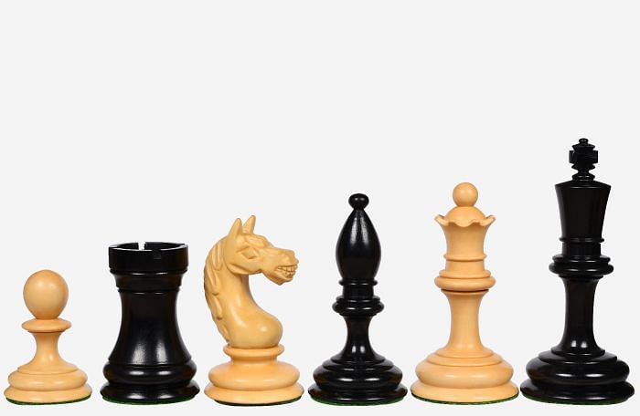 1935 Botvinnik Flohr-I Soviet Chess Pieces in Ebony / Box Wood - 4" King
