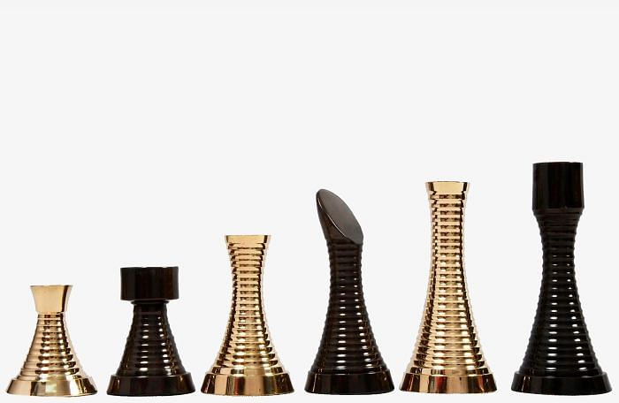 Heavy Weighted Brass Metal 32 Chess Pieces in Shiny Golden and Black Color Chess Set - 3.1" King