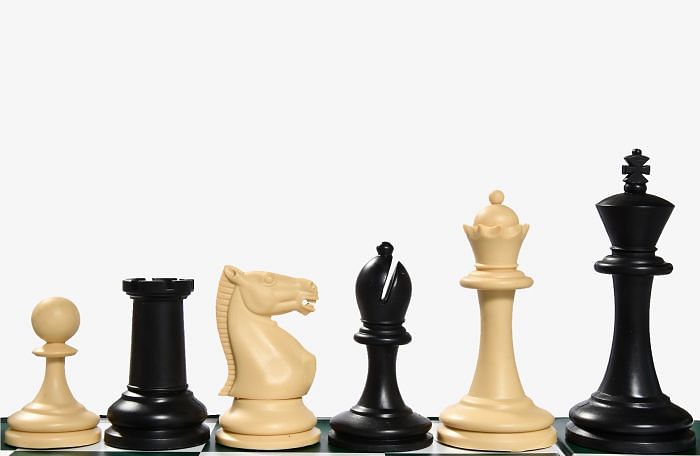 The Blitz Series Plastic Chess Pieces in Black Dyed & Natural White Solid Plastic - 3.8" King