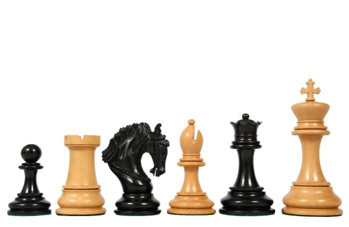 The Excalibur Luxury Artisan Series Chess Pieces in Ebony / Box Wood - 4.6" King