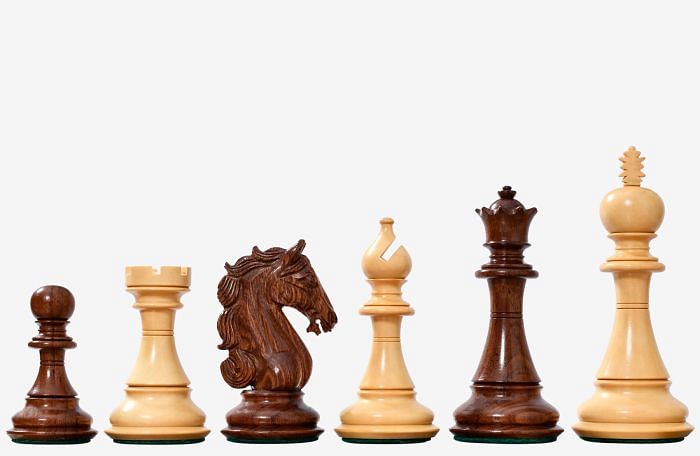 The Shera Series Staunton Triple Weighted Chess Pieces V2.0 in Anjan / Boxwood - 4.5" King 