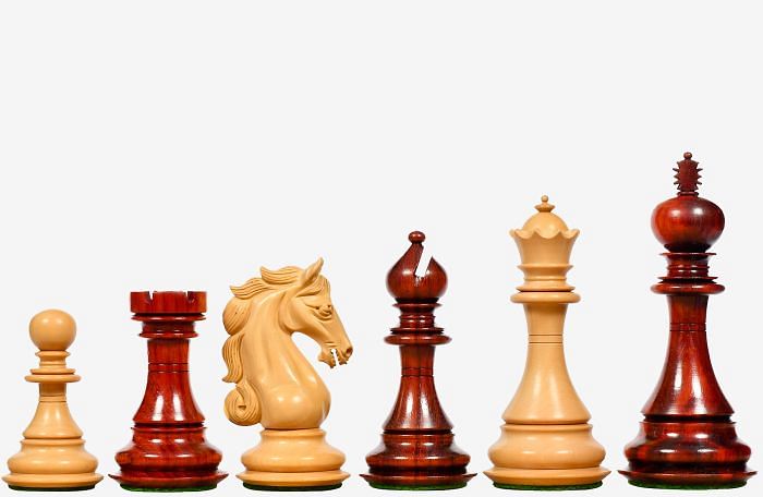 The Shera Series Staunton Triple Weighted Chess Pieces V2.0 in Bud Rose / Box Wood - 4.5" King