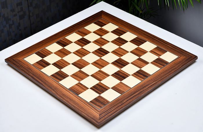 Wooden Deluxe Santos Palisander pr & Sycamore with Matte Finish Chess Board 22" - 55 mm By Chessbazaar
