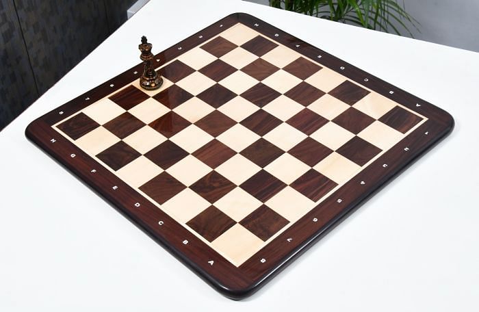 Wooden Chess Board with Notation Dark Brown Indian Rosewood 21" - 55 mm