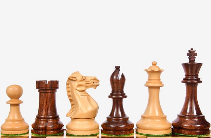 Prestige Staunton Series Weighted Chess Pieces in Anjan Wood & Box Wood - 4.0" King