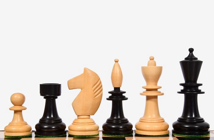 The Reproduced Hungarian Chess Pieces in Ebonized Boxwood & Natural Boxwood - 3.9" King 