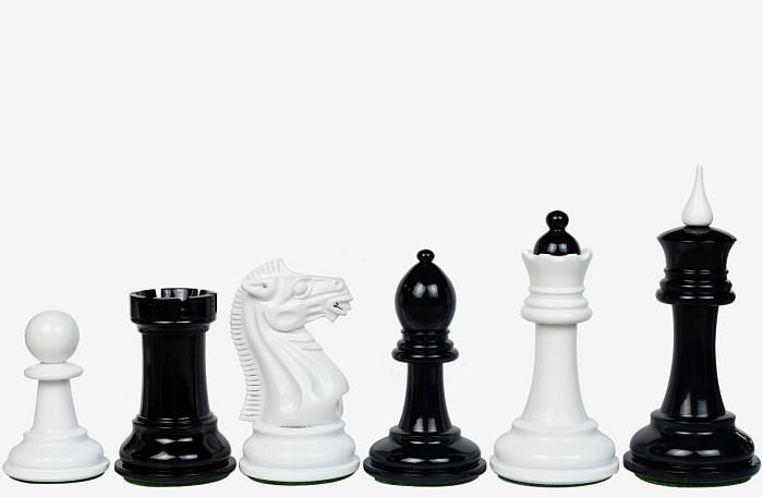 Reproduced 1940 Soviet Club Chess Set in Ebony & Ivory White - 4.0" King