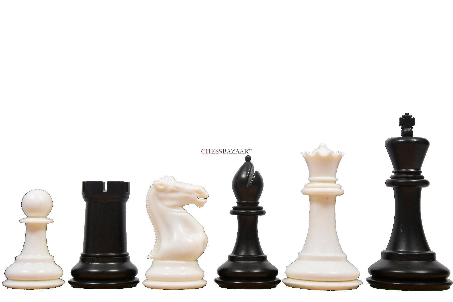 Analysis Size Standard Club Plastic Chess Set Black & Ivory Pieces