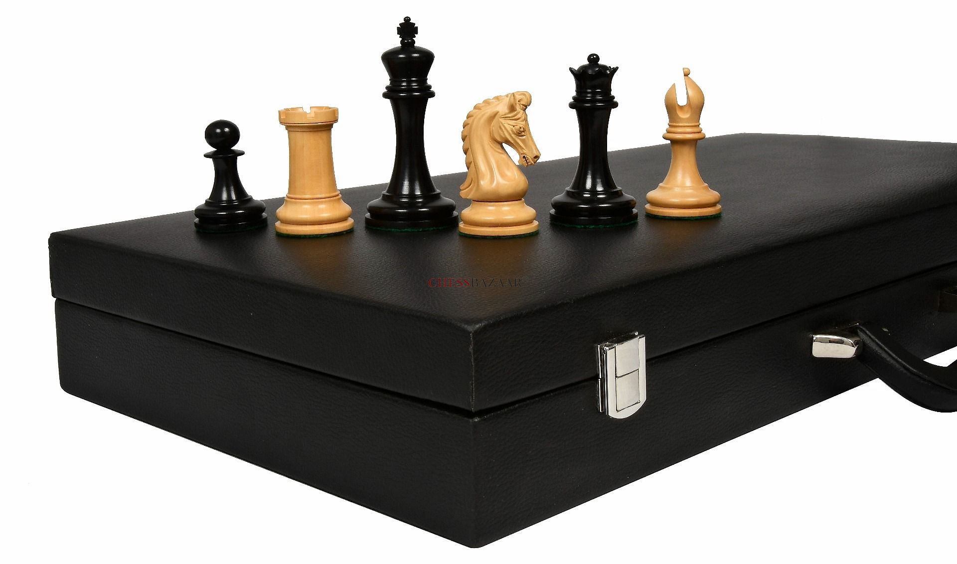 Combo of Reproduced 90s French Chavet Championship Tournament Chess Pieces  V2.0 in Ebonized / Box Wood 