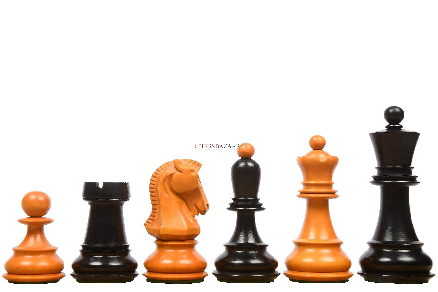 Analysis Chess Pieces – 32 Black & Natural Pieces w/ Felt Bottoms 